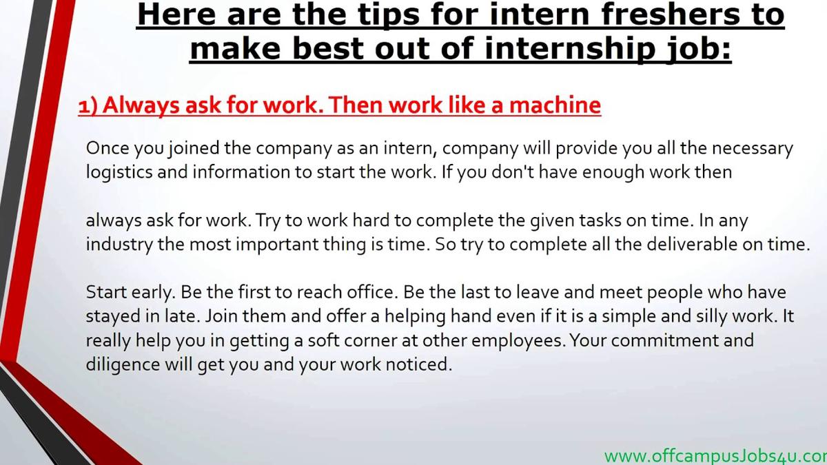 'Video thumbnail for 5 Tips for intern freshers to turn your internship into a job.'